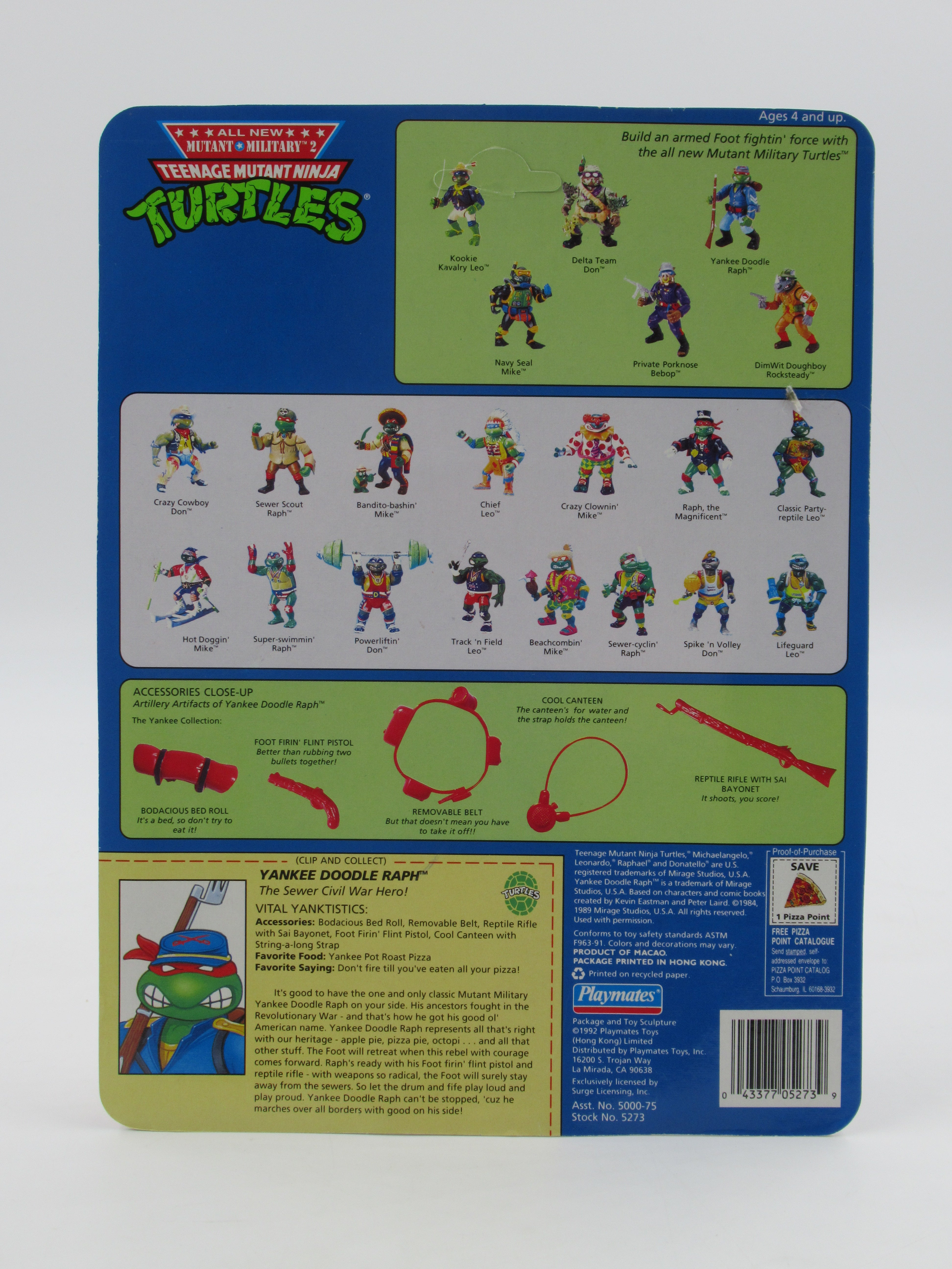 Teenage Mutant Ninja Turtles Yankee Doodle Raph Mutant Military II 4.5" Figure TMNTs - Playmates (1992)